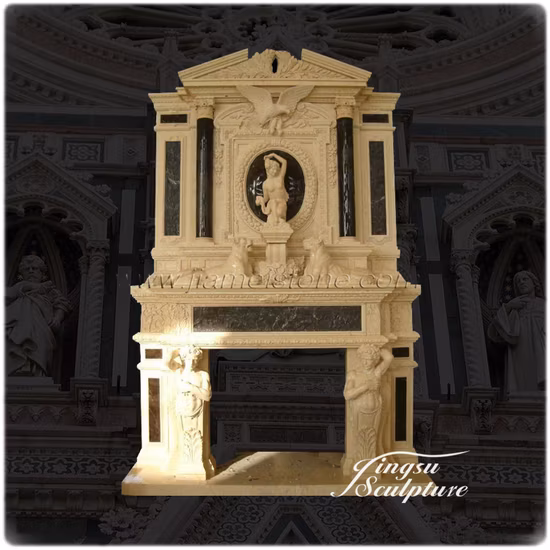 Customized Large Marble Fireplace Mantel for Villa