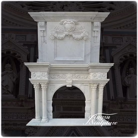 Customized Large Marble Fireplace Mantel for Villa