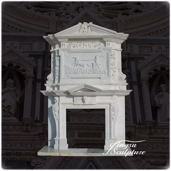 Customized Large Marble Fireplace Mantel for Villa
