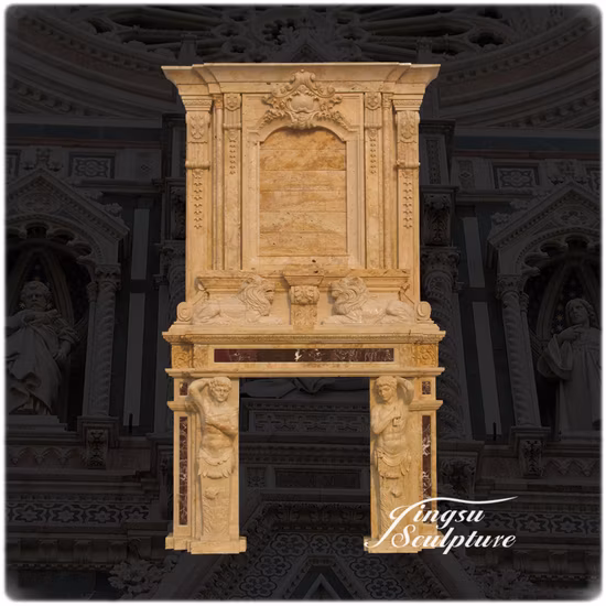 Customized Large Marble Fireplace Mantel for Villa